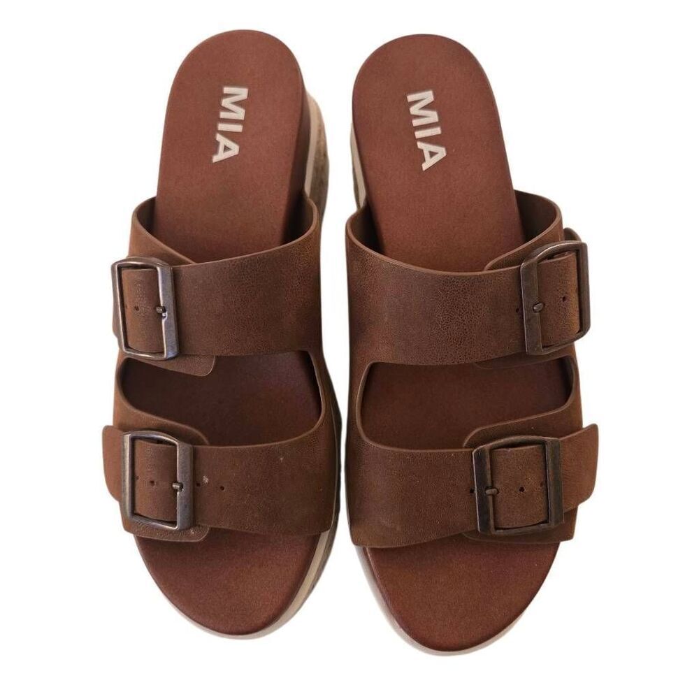MIA Womens Kely Cognac Dual Strap Slide Espadrille Size 6.5 - Picture 9 of 9